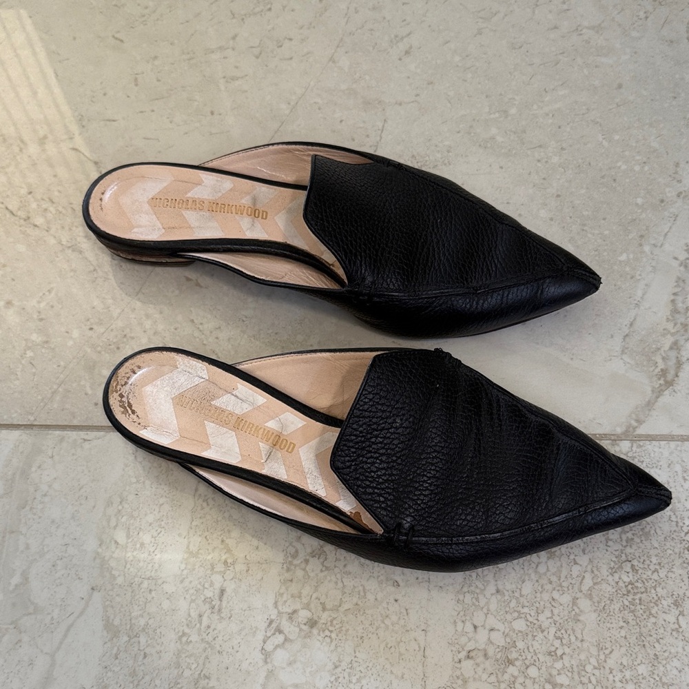 Nicholas Kirkwood Black Leather Women's Mules